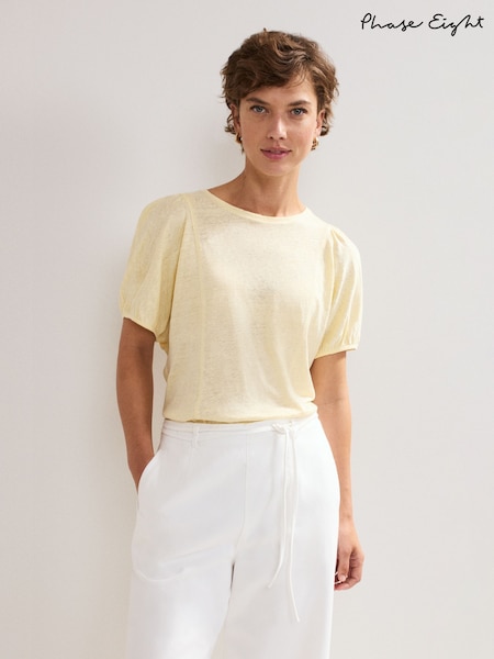 Phase Eight Yellow Arabel 100% Linen Top (H48473) | £55