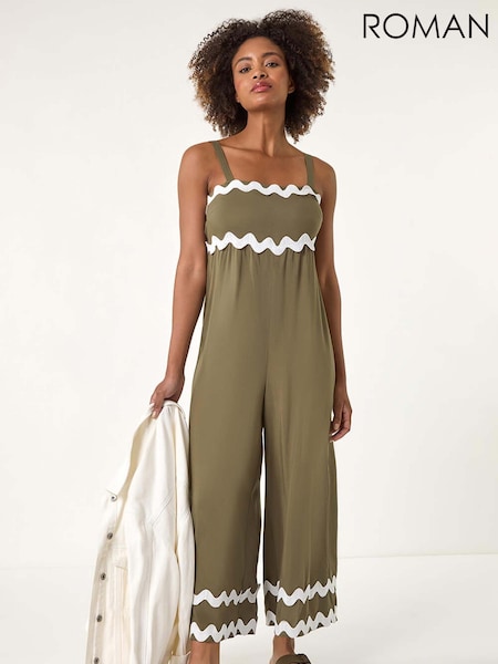 Roman Green Ric Rac Strap Detail Jumpsuit (H48519) | £48