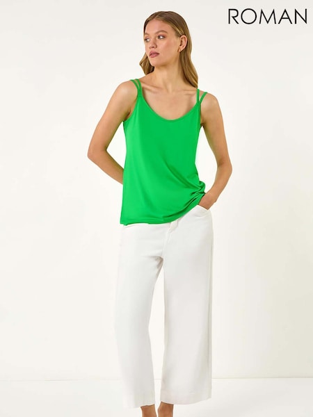 Roman Green Plain Double Strap Stretch Vest Top (H48527) | £32