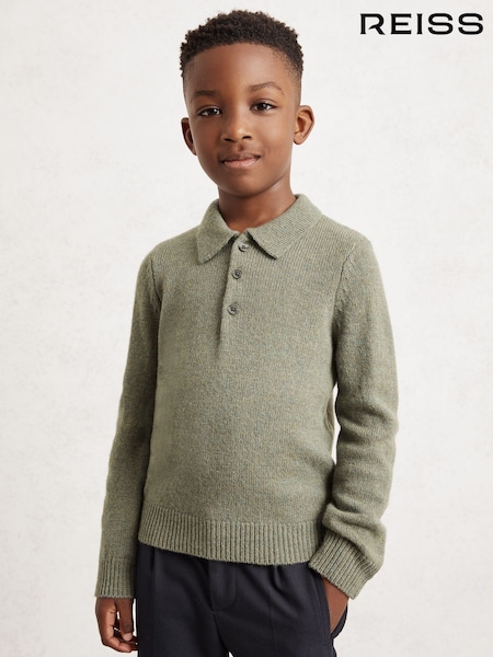 Reiss Sage Green Deansgate 9-13 yrs Wool And Cashmere Polo Jumper (H48598) | £46