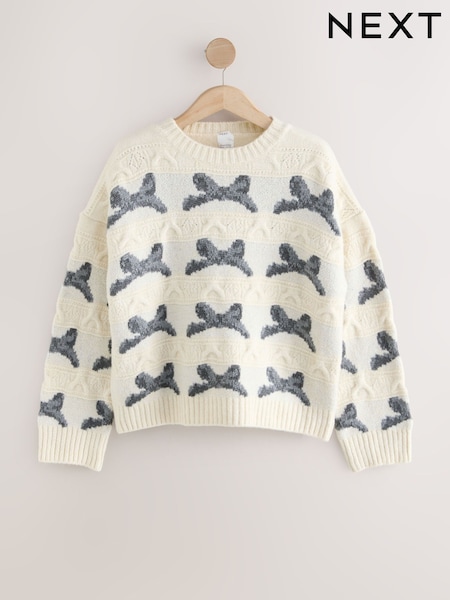 Black/White Bow Knitted Jumper (H48623) | £45