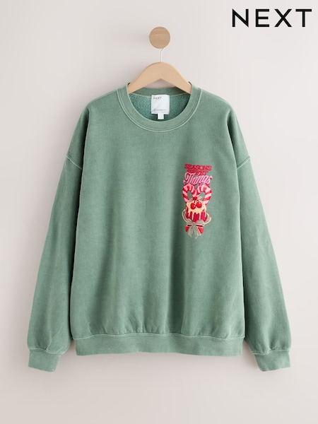 Khaki Green Sweet Treats Christmas Jumper (H48633) | £30