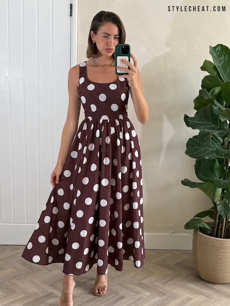 Style Cheat Chocolate Spot Devika Fit And Flare Dress (H48643) | £65