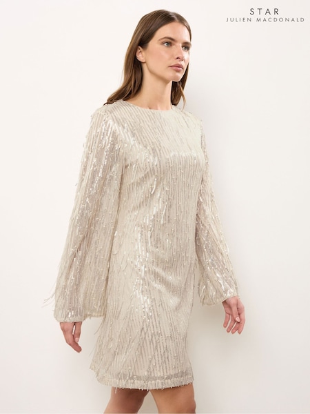 Star by Julien MacDonald Silver Tassel Sequin Tunic Dress (H48715) | £85