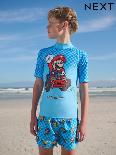 Blue Mario Rash Vest (3-16yrs) (H48747) | £11 - £19