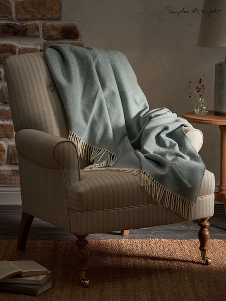 Sophie Allport Teal Blue Lambswool Throw (H48803) | £150