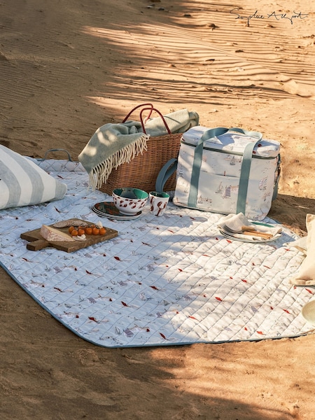 Sophie Allport Soft Blue Coastal Boats Picnic Blanket (H48812) | £50