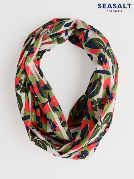 Seasalt Cornwall Green New Everyday Circle 100% Cotton Scarf (H48847) | £30