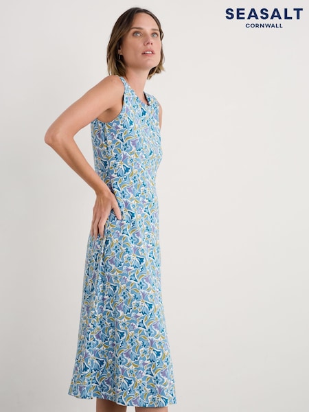 Seasalt Cornwall Blue Sweet Violet Jersey Midi Dress (H48868) | £66