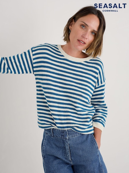 Seasalt Cornwall Blue Knavock Striped Jumper (H48891) | £70