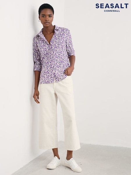 Seasalt Cornwall Purple Larissa 100% Cotton Shirt (H48896) | £50