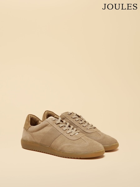 Joules Slim Taupe Brown Suede Trainers (H48942) | £72