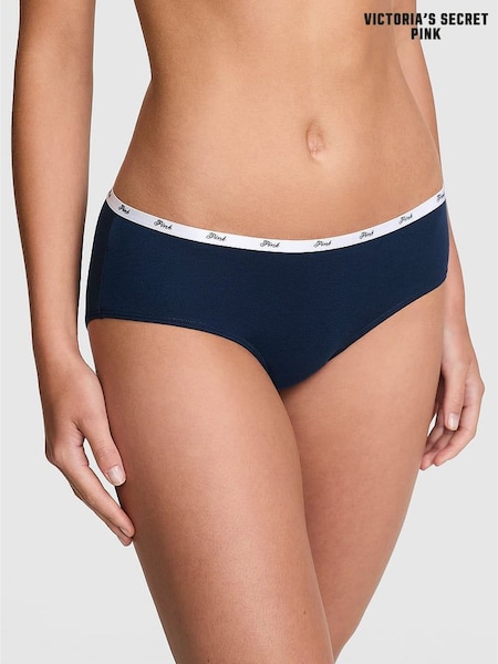 Victoria's Secret PINK Noir Navy Blue Hipster Cotton Mini Logo Knickers (H48981) | £9