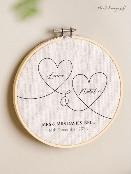 Names in Hearts Cotton Anniversary Hoop by No Ordinary Gift (H49020) | £25