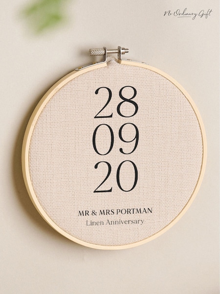 Special Date Linen Anniversary Hoop by No Ordinary Gift (H49024) | £25