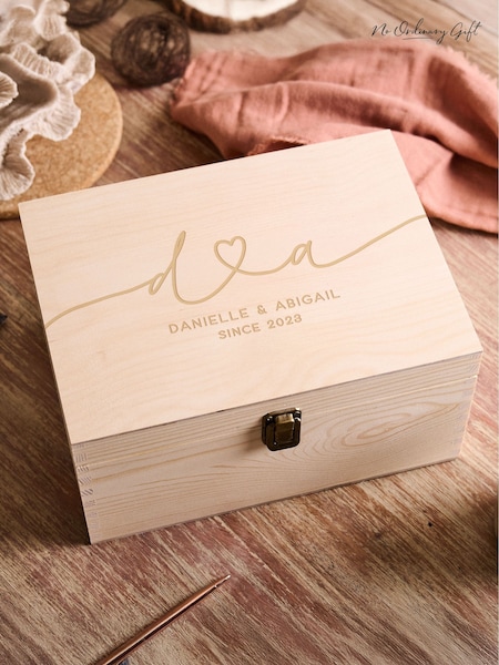 Couples Initials Memory Keepsake Box by No Ordinary Gift (H49026) | £42