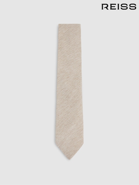 Reiss Oatmeal Donato Wool-Silk Textured Tie (H49041) | £58