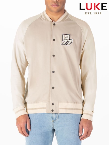 Luke 1977 Cream Kansas Varsity 100% Cotton Jacket (H49116) | £49