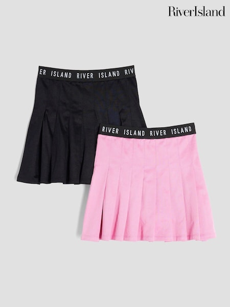 River Island Pink Girls Pleated Waist Band Skirts 2 Pack (H49145) | £0