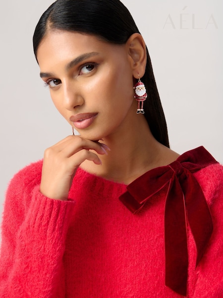 Aela Red Christmas Santa Drop Earrings (H49151) | £10.50