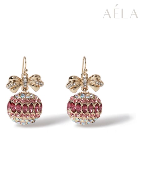 Aela Pink Christmas Bauble Drop Earrings (H49164) | £12.50