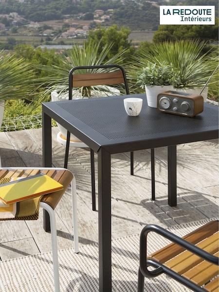 La Redoute Intérieurs Black Choe Square Perforated Metal Garden Table (H49185) | £140