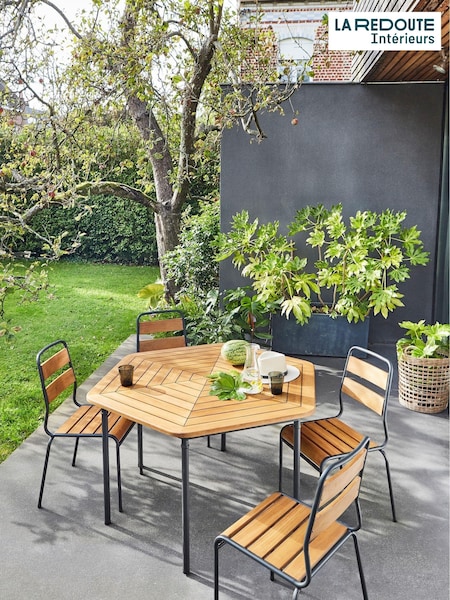 La Redoute Intérieurs Set of 2 Acacia Black Juragley Garden Chairs (H49186) | £220
