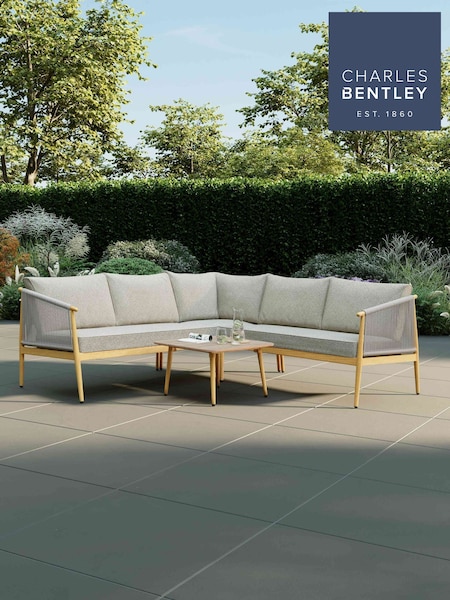 Charles Bentley Grey Almada Rope Weave 4 Seater Corner Lounge Set (H49208) | £880
