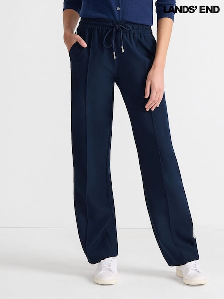 Lands' End Blue Wide Leg Sporty 100% Cotton Trousers (H49224) | £70