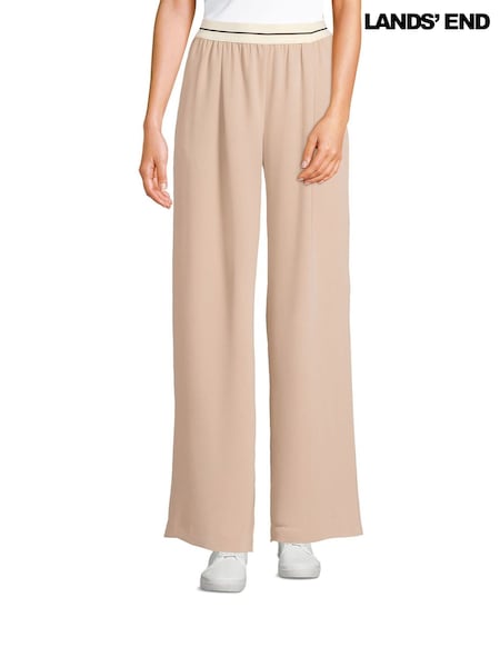 Lands' End Natural Wide Leg Sporty 100% Cotton Trousers (H49228) | £70