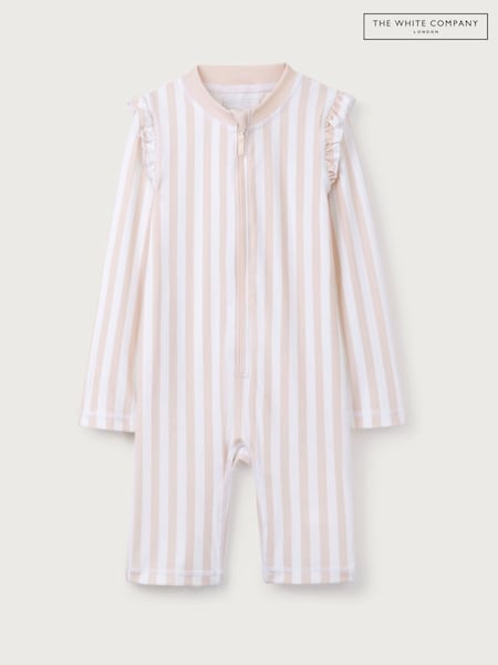 The White Company Pink Stripe Frill Sleeve Surfsuit (H49256) | £28 - £30