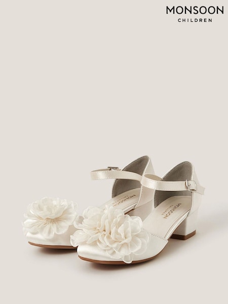 Monsoon Natural Corsage Satin Two Part Heels (H49264) | £28 - £32