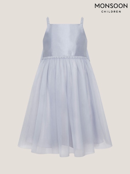 Monsoon Blue Pearl Embellished Bow Dress (H49280) | £56 - £66