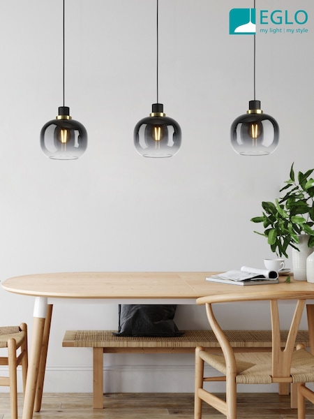 Eglo Black Brass OILELLA Linear Glass Pendant Light (H49324) | £155