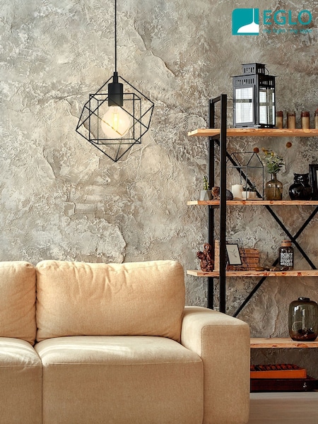 Eglo Black Straiton Steel Modern Geometric Pendant Light (H49333) | £30