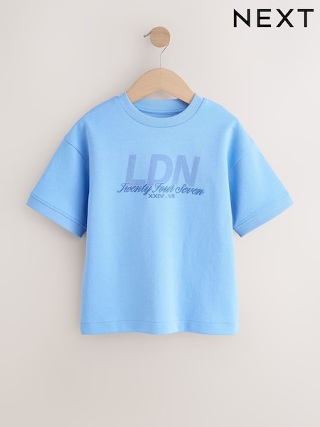 Light Blue Graphic Print Heavyweight Short Sleeve T-Shirt (3-16yrs) (H49359) | £6 - £11
