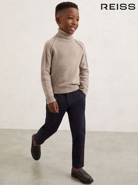 Reiss Light Brown Melange Gosforth 3-9 yrs Wool-Cashmere Roll-Neck Jumper (H49369) | £44