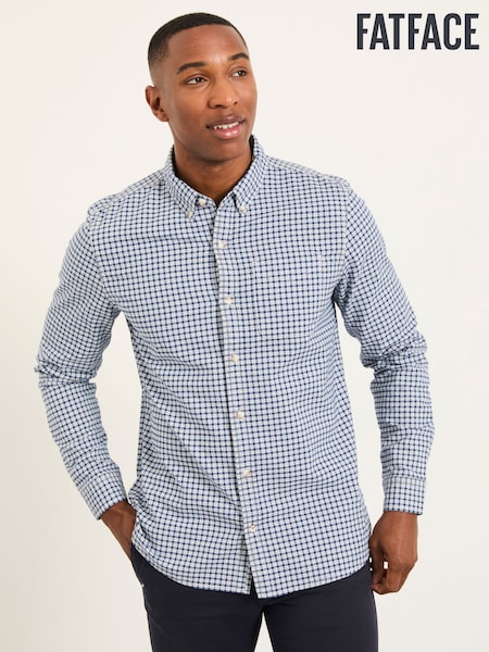 FatFace Navy Long Sleeve Oxford Gingham Shirt (H49394) | £46