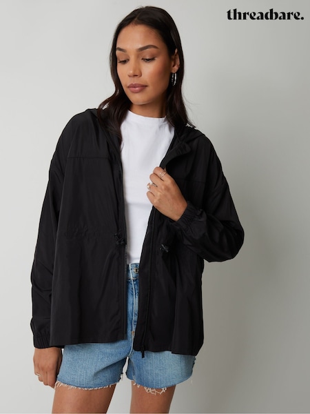 Threadbare Black Chrome Packaway Rain Mac (H49399) | £35