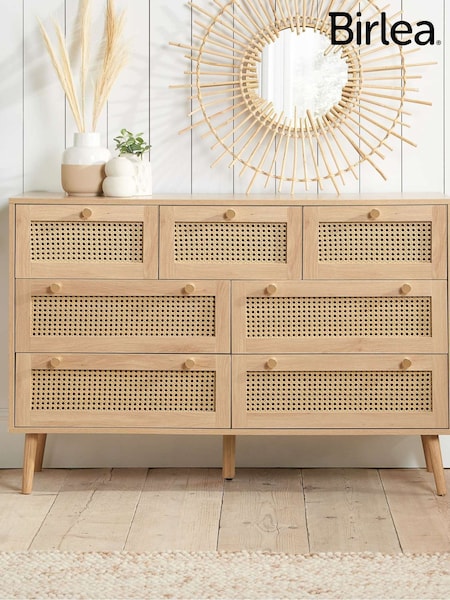Birlea Brown Croxley 5 Drawer Rattan 7 Drawer Chest (H49609) | £318