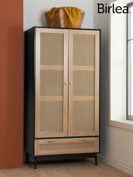 Birlea Black Croxley Double 1 Drawer Rattan Wardrobe (H49615) | £395