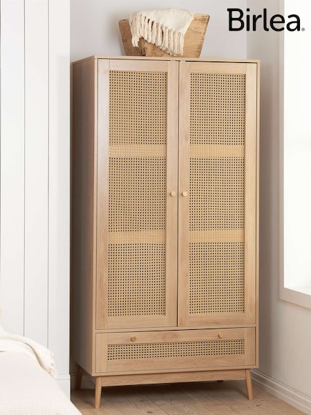 Birlea Brown Croxley Double 1 Drawer Rattan Wardrobe (H49618) | £395