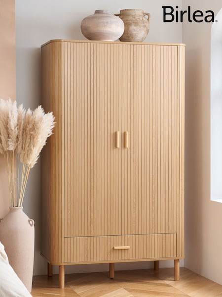 Birlea Brown Axel Double 1 Drawer Fluted Wardrobe (H49627) | £455