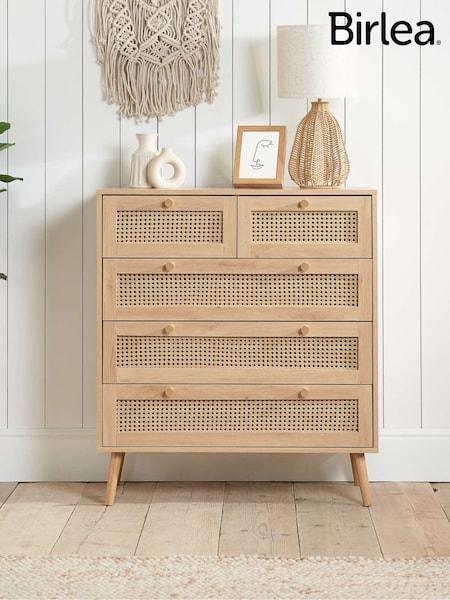 Birlea Brown Croxley 5 Drawer Rattan 5 Drawer Chest (H49636) | £240
