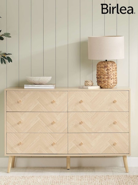 Birlea Oak Herringford 4 Drawer 6 Drawer Wide Chest (H49638) | £258