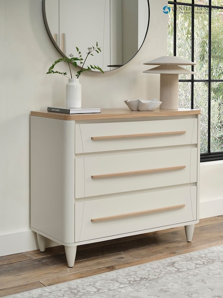 Bentley Designs Scandi Oak Soft Grey Larsen 3 Drawer Wide Chest (H49708) | £600