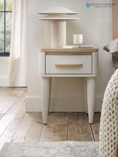 Bentley Designs Scandi Oak Soft Grey Larsen 1 Drawer Nightstand (H49710) | £220