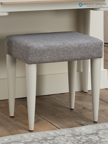 Bentley Designs Scandi Oak Soft Grey Larsen Upholstered Stool (H49713) | £150