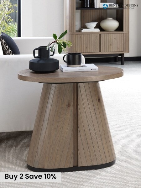 Bentley Designs Grey Oiled Oak Vega Oval Side Table (H49723) | £325