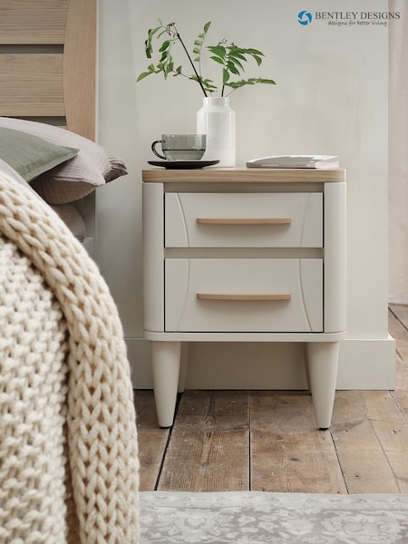 Bentley Designs Scandi Oak Soft Grey Larsen 2 Drawer Nightstand (H49726) | £270